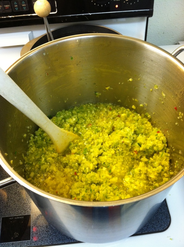 Dill relish in the making